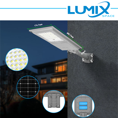 Lampione LED Stradale Solare 100W + Crepuscolare + movimento