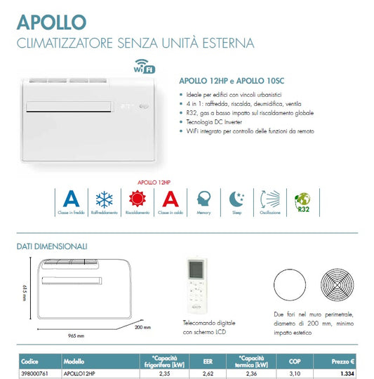 Condizionatore Argo senza unità Esterna - mod. Apollo 2,4 kW